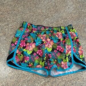 Justice Floral Hawaiian Tropical print running shorts - size 12